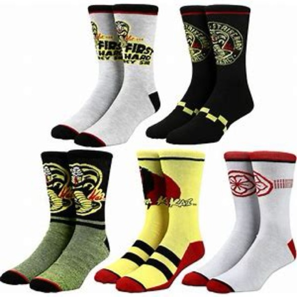 🆕  Men's Cobra Kai 5-Pack Crew Sock Set | Fits Shoe Sizes 10-13